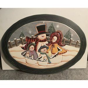Snowman Oval Wood Hanging Plaque  18 x13  #908